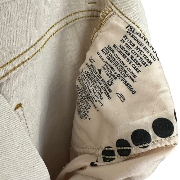 Blank NYC Ivory Painter’s Denim High Rise Crop Straight Jeans Gold Trim Size 28 - Picture 14 of 15